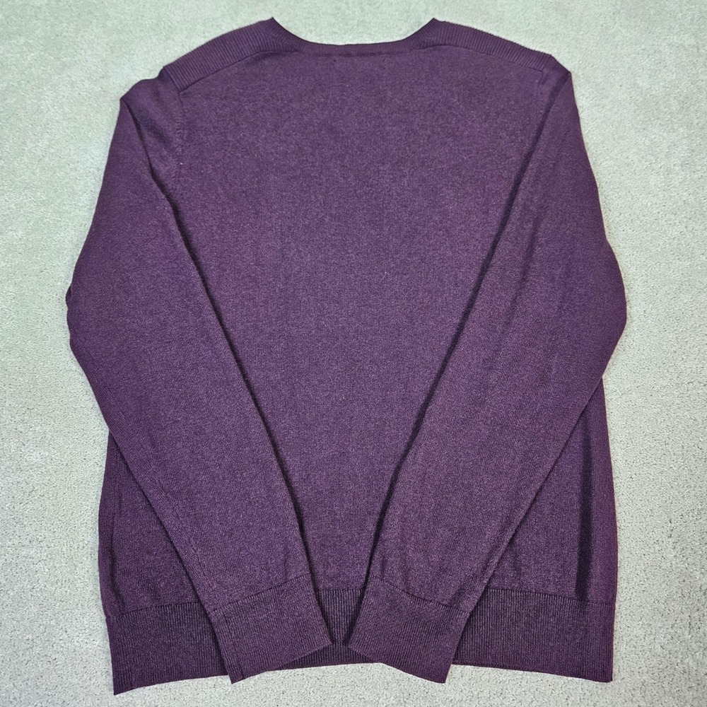 Marc Anthony Mens V Neck Long Sleeve Sweater Eggplant Sz L Cashmere Blend Preppy - Picture 5 of 6